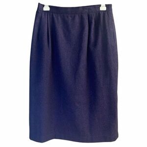Vintage EH Woods Dark Purple Wool Blend Skirt Size 14 Classic Midi Career Chic